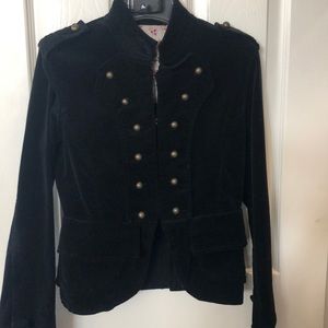 Petite short black velvet jacket